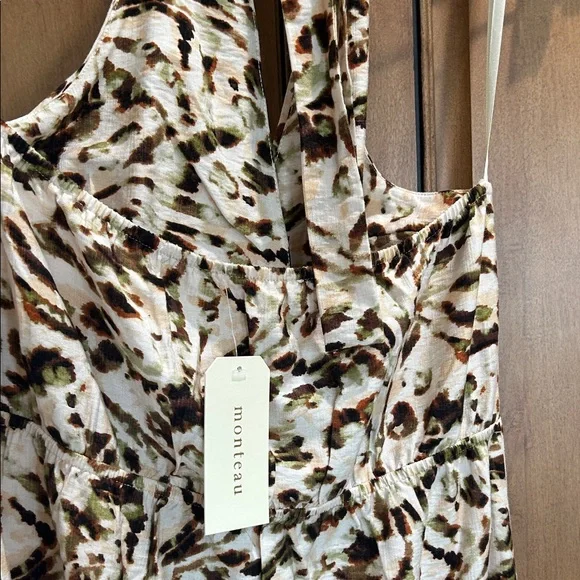 Monteau Animal Print Maxi Dress - Cream and Black - Picture 5 of 8